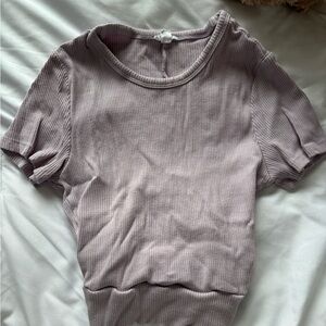 GARAGE Ribbed Short Sleeve Top - Purple